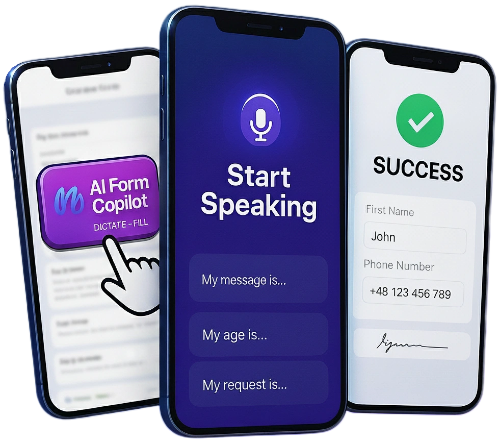 <span class='highlight'>Wypełniaj formularze</span> swoim <span class='highlight'>głosem</span>